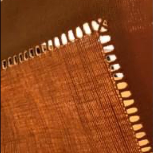 1 set Hemp Hemstitch dinner napkins 4 per set Williams Sonoma Burned Rust - Picture 6 of 7